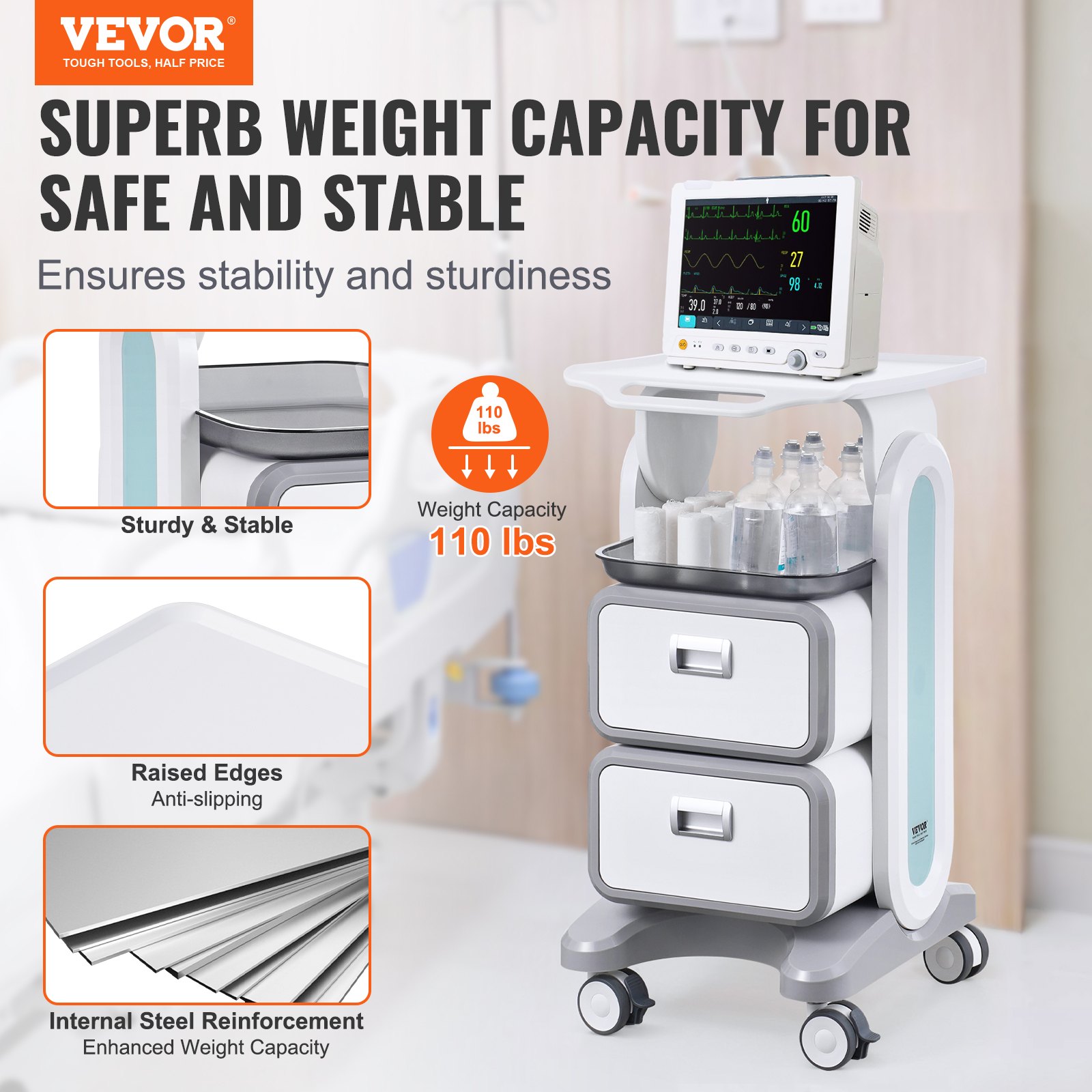 3 Tiers Lab Carts Mobile Medic - Medical Labs avis et prix